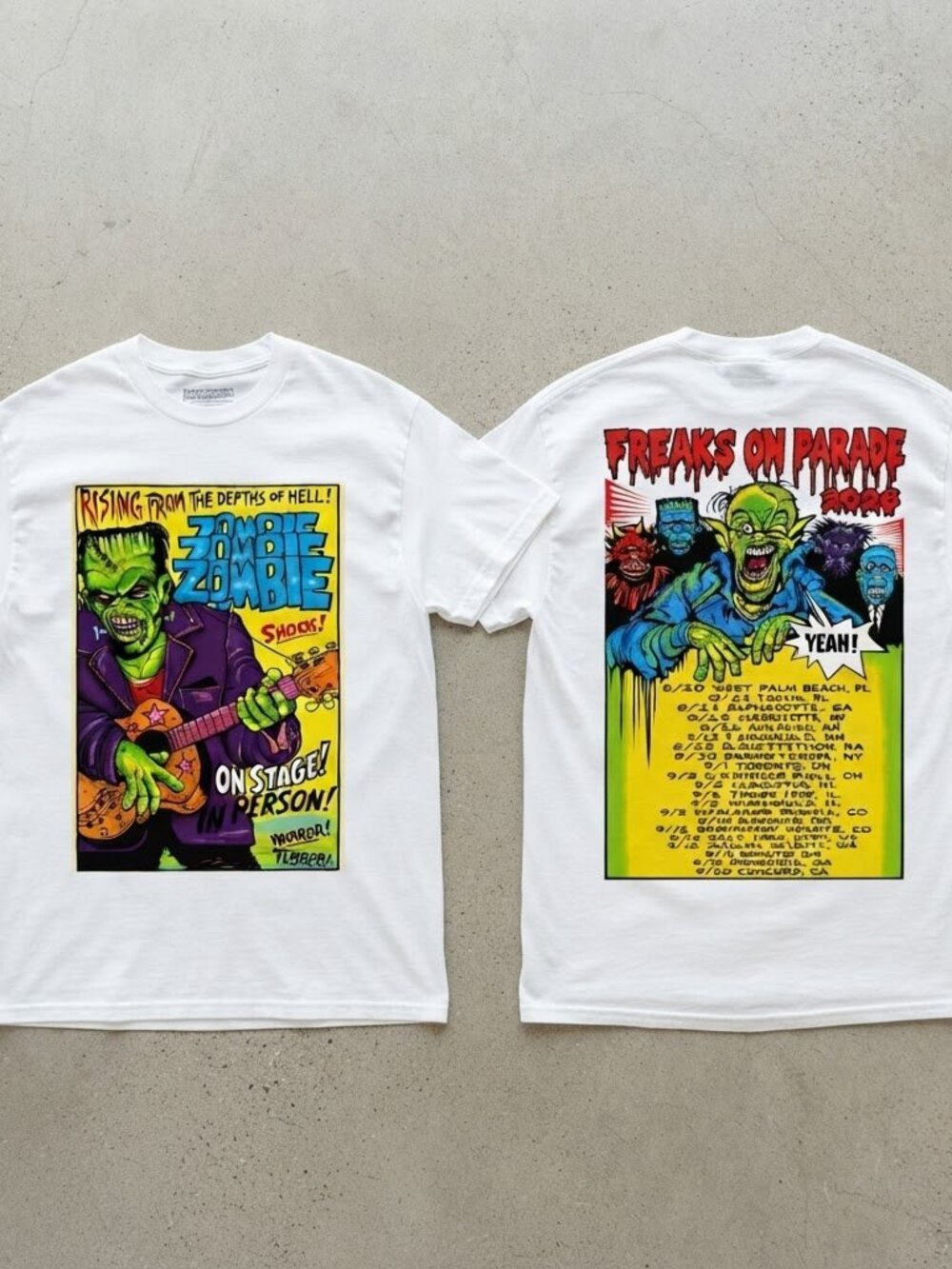 Rob Zombie Freaks On Parade Tour 2026 White T-Shirt S-4XL